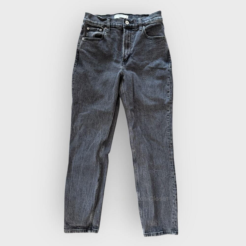 Abercrombie Black Wash Mom Jeans Size 25 High Rise Tapered Denim